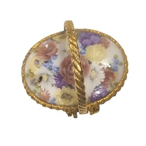 Max Factor Solid Perfume Flower Basket 1960s Compact Hypnotique Brass Vtg